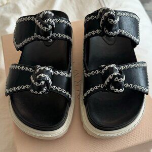 Alexandre Birman Asymmetric Clarita Sport Sandal in Black, Size 9 / EU 39